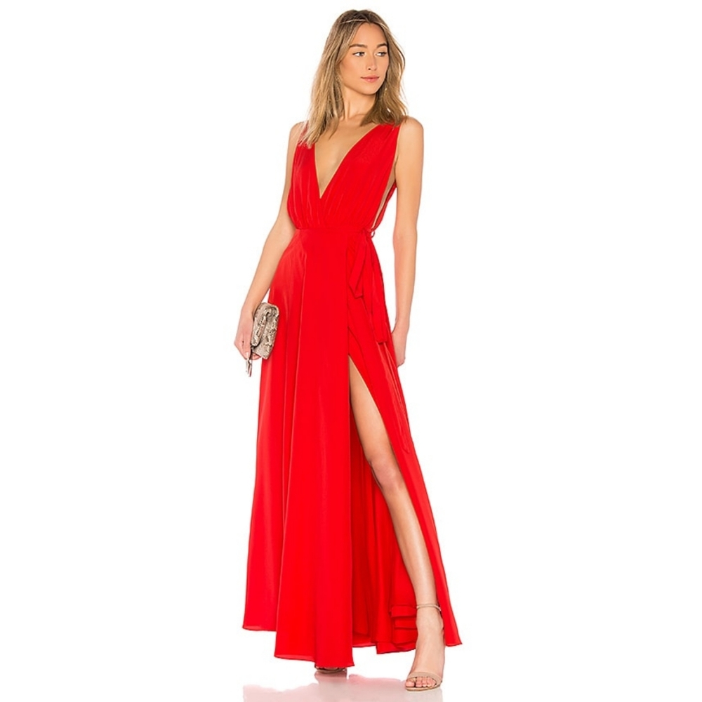 Lovers + Friends Leah red maxi gown 0